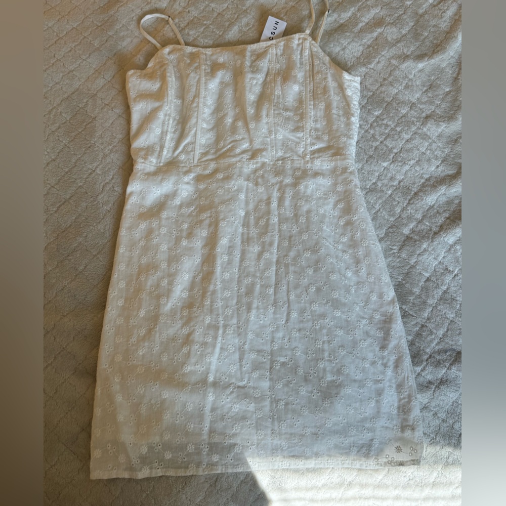 Eyelet, strap dress; Size: Small; White; Never worn